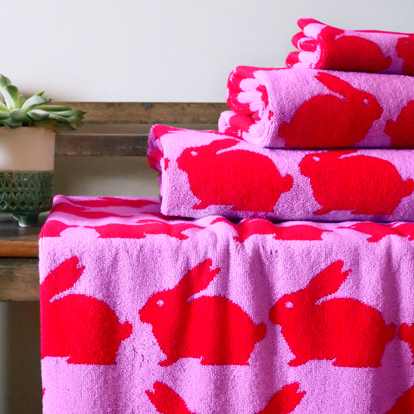 [아노락]Anorak Kissing Rabbits Pink Towels 타올