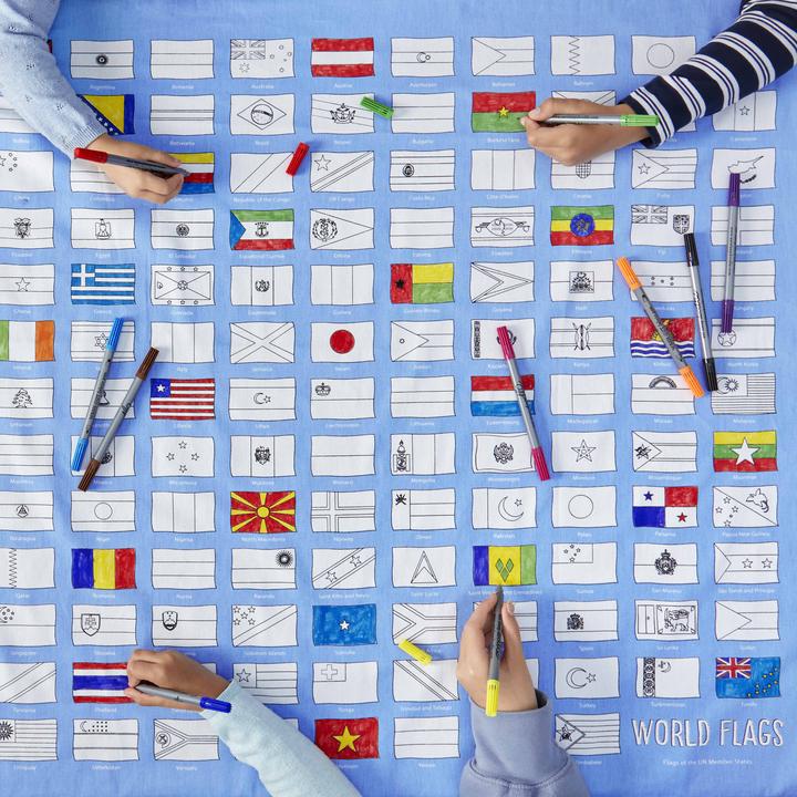 [잇슬립두들]world flags tablecloth ? colour & learn 아트컬러 테이블보