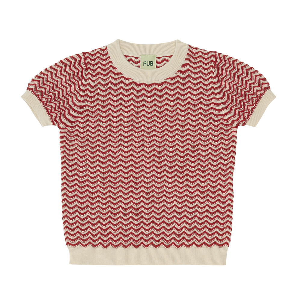 [FUB KIDS]  Zigzag T-Shirt_니트 (Ecru+Bright Red) 