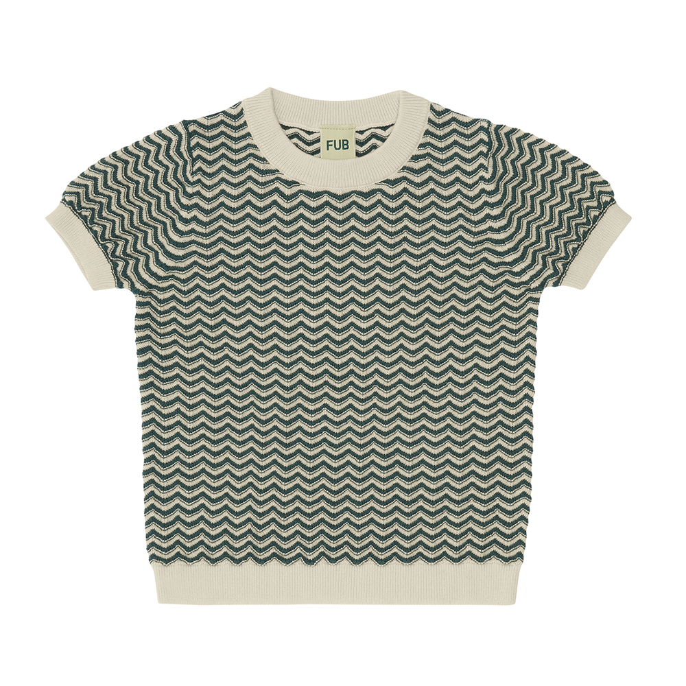 [FUB KIDS] Zigzag T-Shirt_니트 (Ecru+Deep Green) 