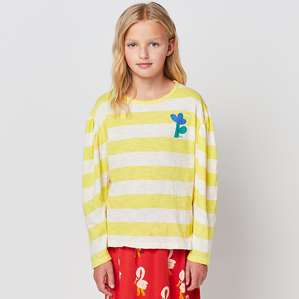  23SS[보보쇼즈]Yellow Stripes long gathered sleeve Tshirt 티셔츠-BB23KSTSHC028720