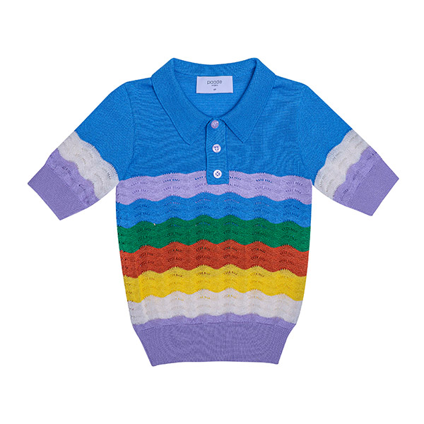 30MRCL [ĵ]Knit Polo Shirt Rainbow Blue-PM23KSTOP5525BLU