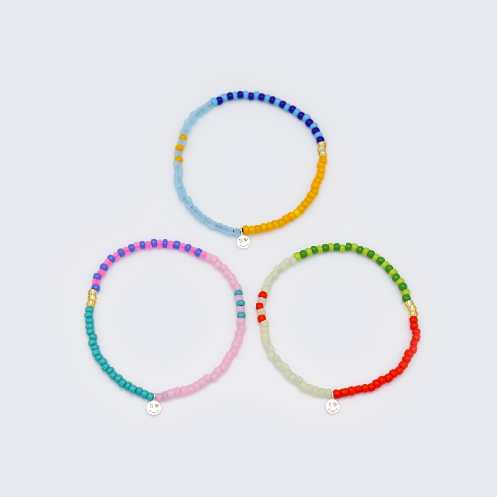 [봉보]스트라이프 컬러믹스 레이어드 비즈 팔찌 Color beads stripe layered Bracelet