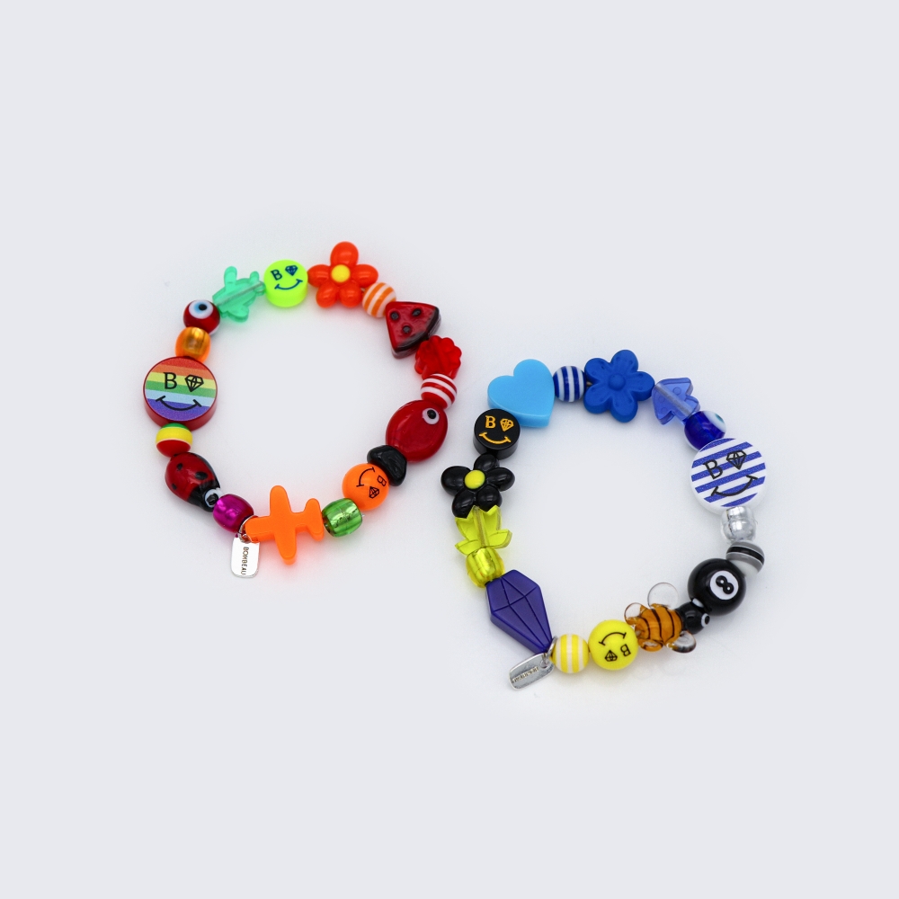 [봉보]유니크 키치 컬러 모티브 믹스 패션 팔찌 Kitsch pop colorful motive mix Bracelet
