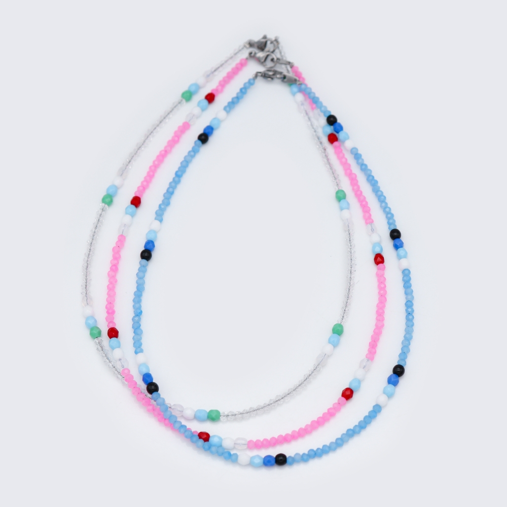 [봉보]윈디 컬러 크리스탈 비즈 초커 목걸이 Windy crystal beads choker Necklace