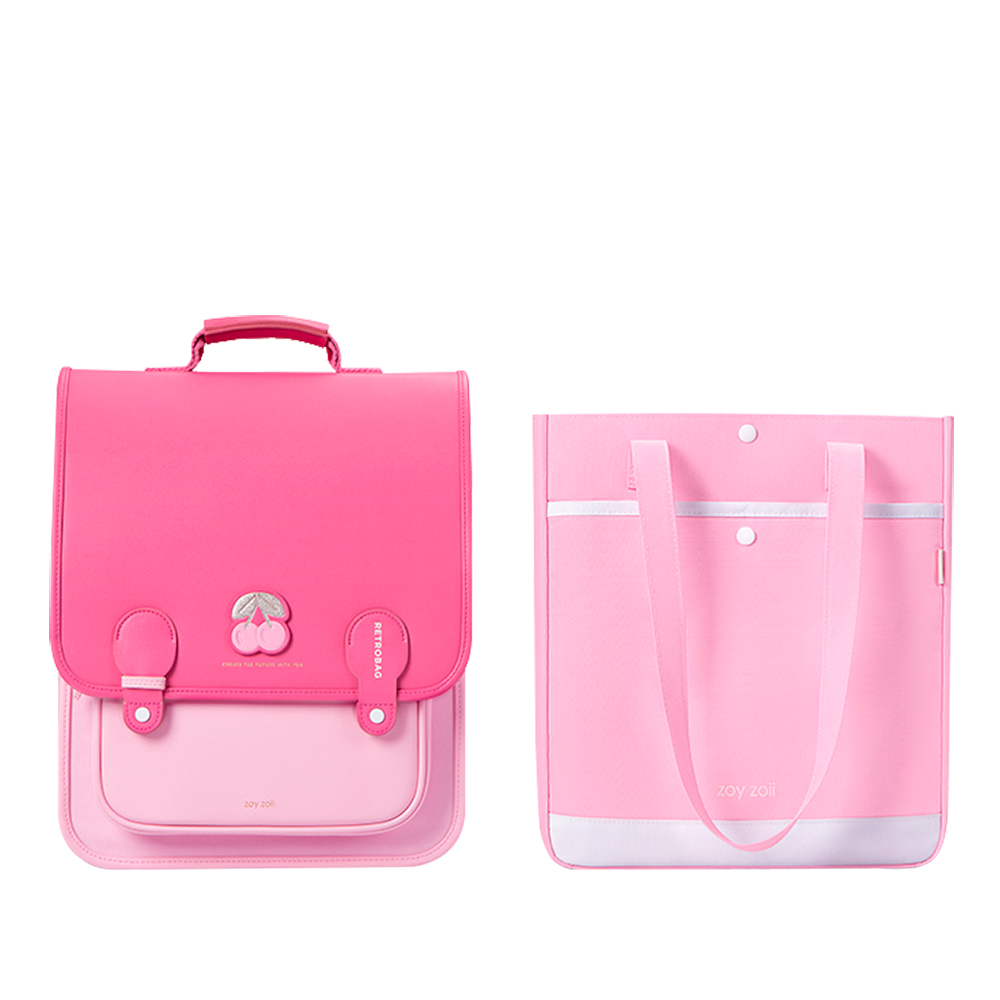 [조이조이]스쿨 레트로 핑크체리 세트(백팩+보조가방)핑크