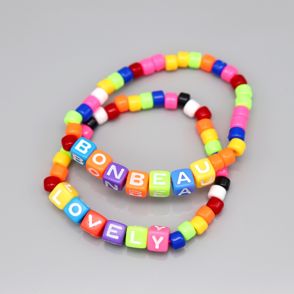 []ť ̴ϼ ÷   Cube initial fancyball color Bracelet