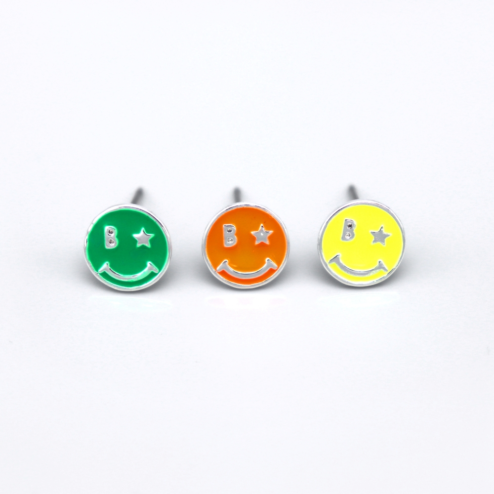 [봉보]키치 스마일 컬러 패션 귀걸이 Kitsch smile color pin Eearing