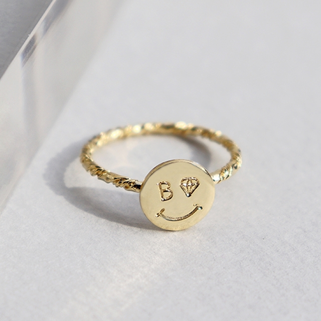 [봉보]스마일 골드 코인반지 Simple smile coin gold Ring