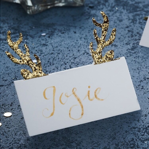 [진저레이]Gold Glitter Antler Shaped Christmas Place Cards(10개 세트)_GD401GGC