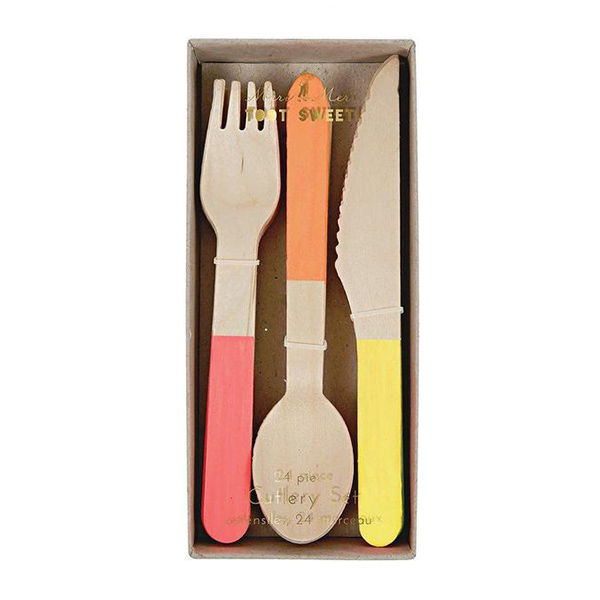 [메리메리]Neon Wooden Cutlery Set(24개세트)_파티꾸미기-ME143461