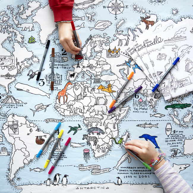 [잇슬립두들]world map tablecloth - colour in & learn 컬러아트 세계지도
