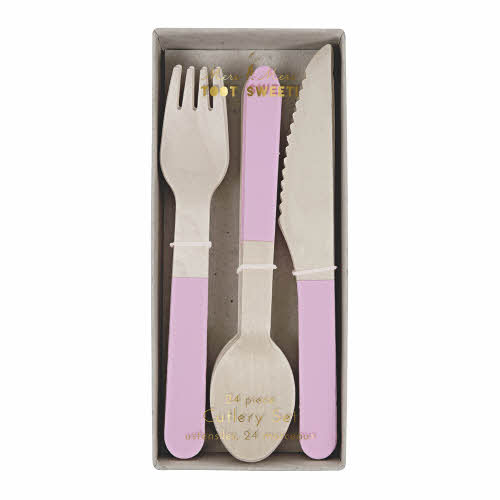 23RE[메리메리]Pink Wooden Cutlery Set (24개 세트)-ME143443