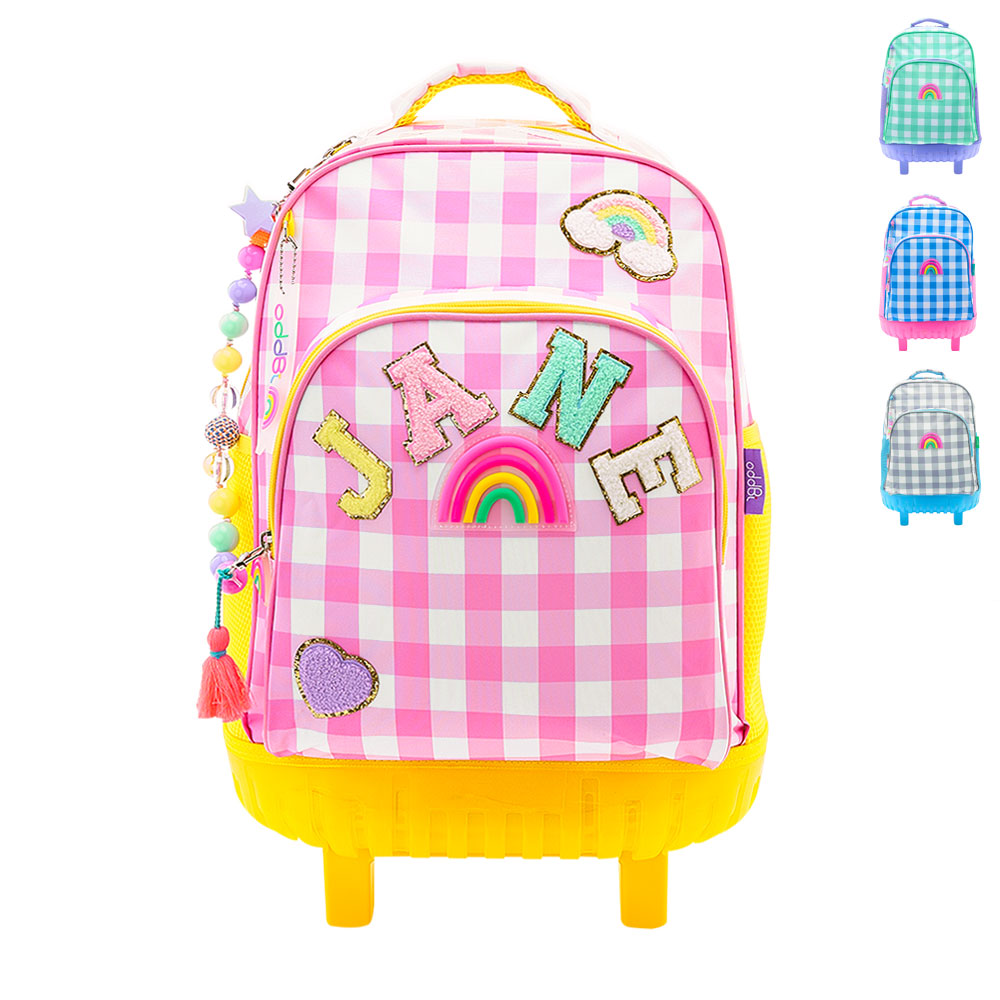 [오드비]해피 체크 반짝반짝 라이팅 트롤리 가방 핑크 Pink Happy Check Lighting Trolley Backpack oddBi