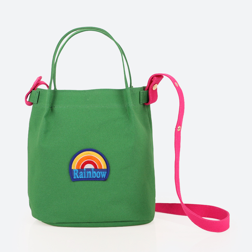 심도마도[Rainbow Wappen Bag]레인보우와펜백 포레스트 그린 믹스 라지