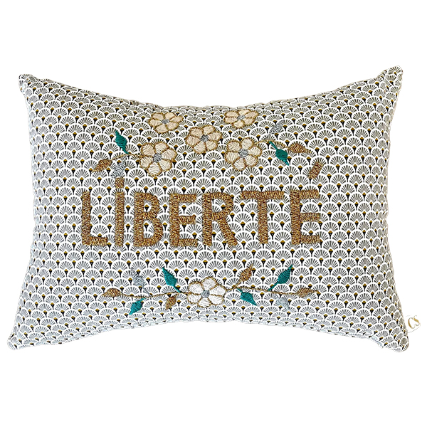 []Embroidered cushion LIBERTE-CA00LNCUS1661LIB