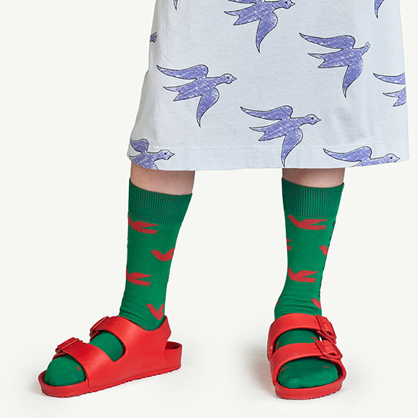 [Ÿ]Birds Green Worm Socks-TA23KSSOC0184GRN