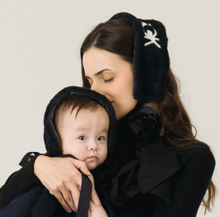 25LUUKLOOK[루크루크] Fur&Padded ear-muff_Charcoal (Mom&Kid size)