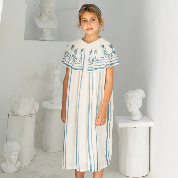 23SS[벨르치아라]V04-Dress ANDROS-Blue Double Stripe-드레스-BC23KSDRE0004BDS