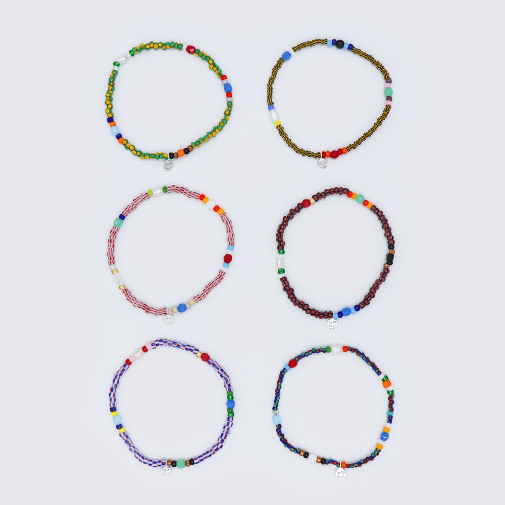 [봉보]미니 스마일 참 트로픽 컬러 비즈 팔찌 Tropic play color beads Bracelet