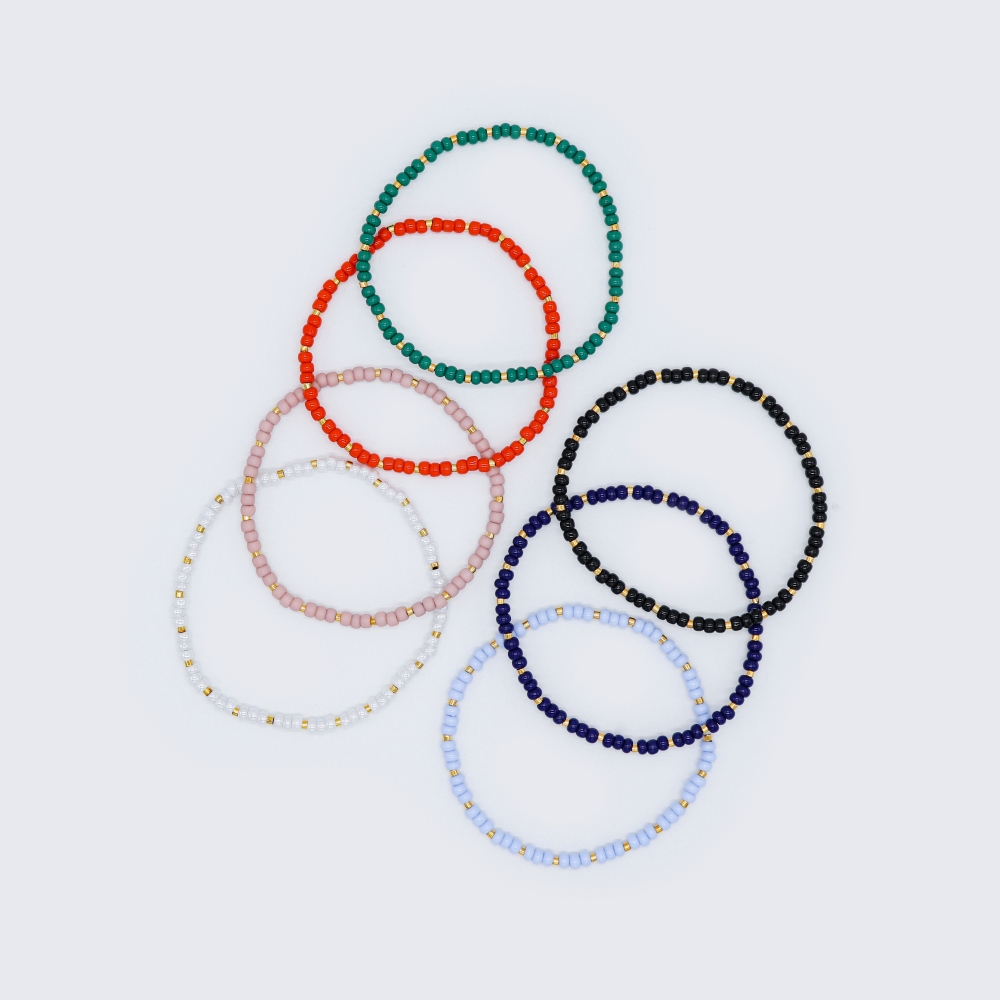 [봉보]골드 엣지 심플 컬러 레이어드 비즈 팔찌 Gold edge simple color beads Bracelet
