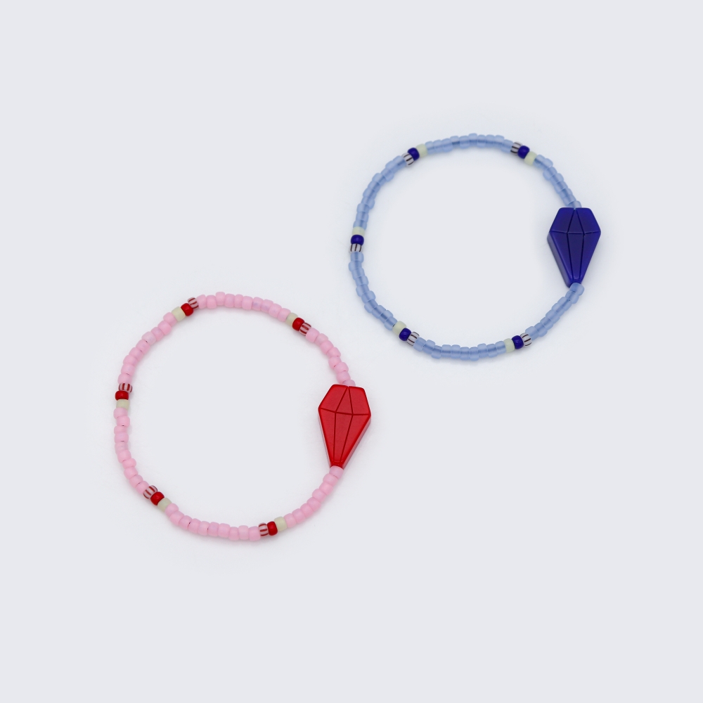 [봉보]아크릴 다이아 참 컬러 비즈 팔찌 Acrylic dia charm color beads Bracelet