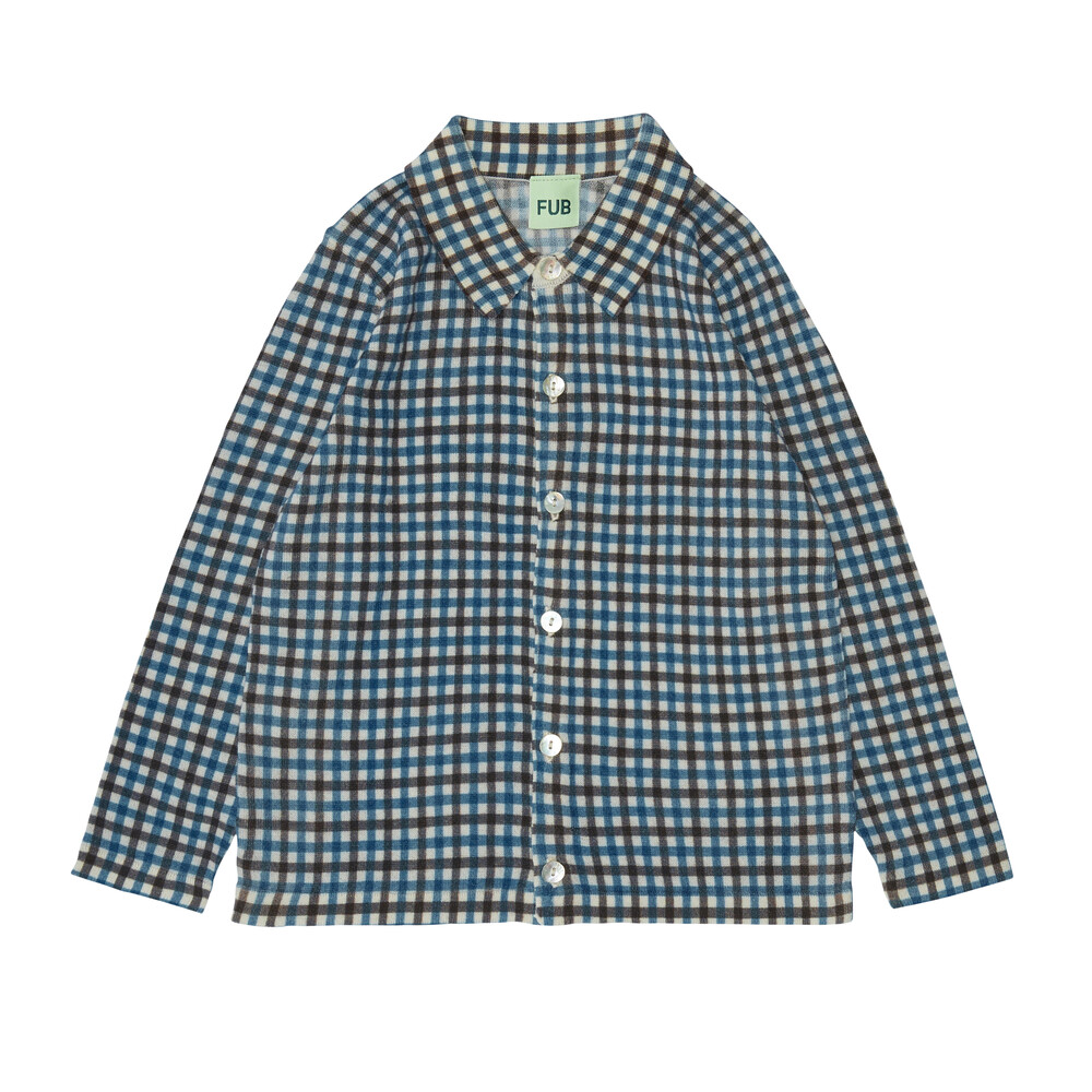 AW23[FUB KIDS]ۺŰ Printed Shirt (amber/royal blue)