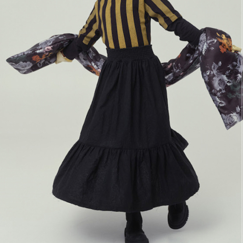 23AW[리틀크리에이티브팩토리]Vintage crinkled skirt_black_스커트