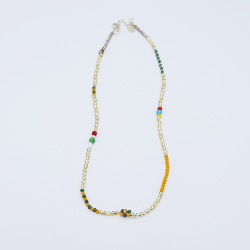 [봉보]꽃 비즈 담수진주 초커 목걸이 Mini flower multi beads Necklace