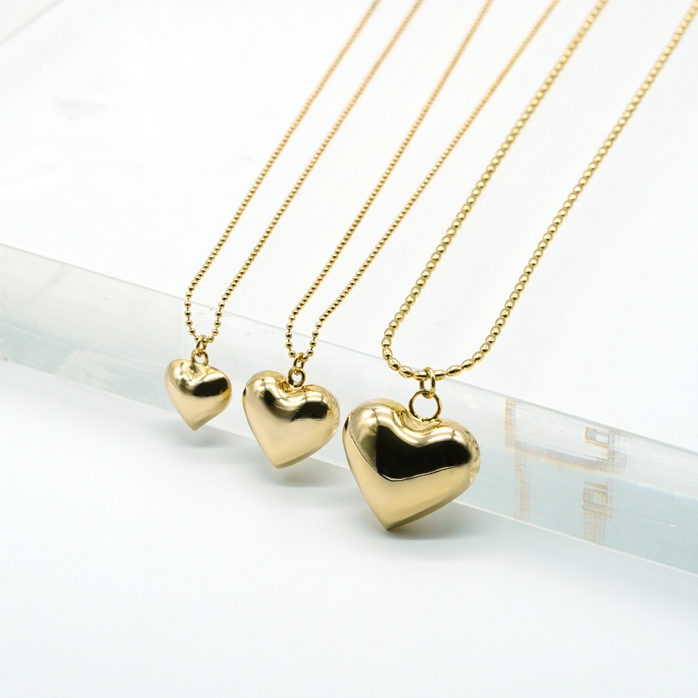 [] Ʈ   9mm, 15mm, 20mm Volume heart point gold Necklace