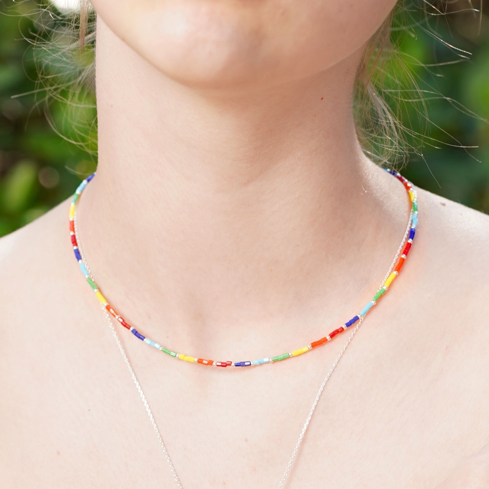 []κ ÷ ī Ŀ  Rainbow delica beads choker Necklace