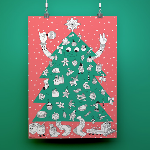 W10 [오마이] OMY  컬러링 포스터 - 크리스마스 트리(100x70cm)-POS85