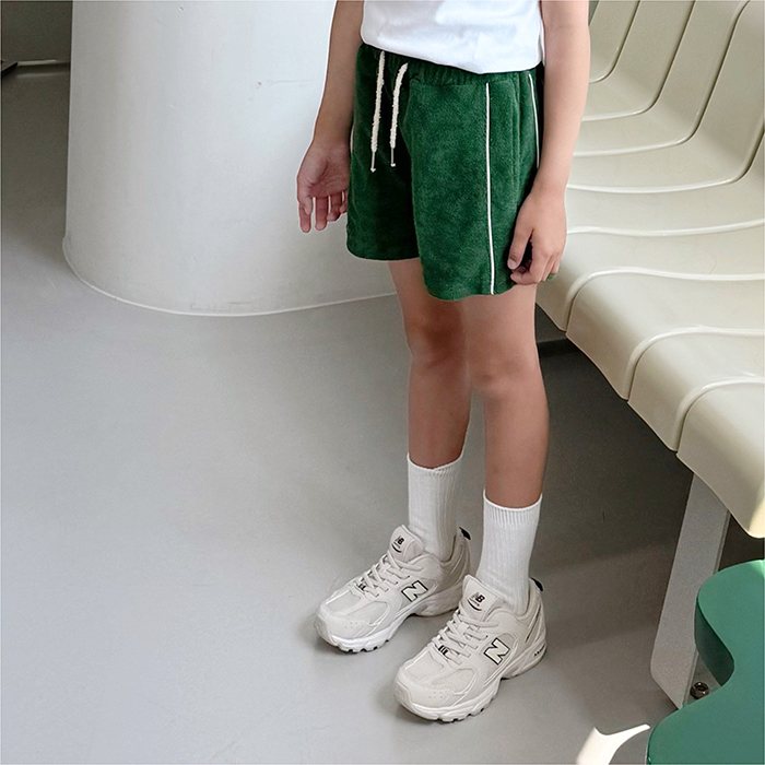 [ƲƼ] TERRY PIPING SHORT PANTS : GRASS GREEN