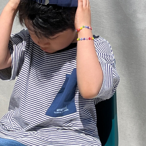 SS24[]Pocket stripe tee - navy