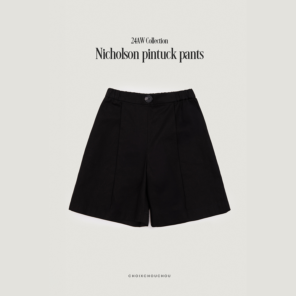 AW24[ƽ]ݽ    : NICHOLSON PINTUCK PANTS(Black)