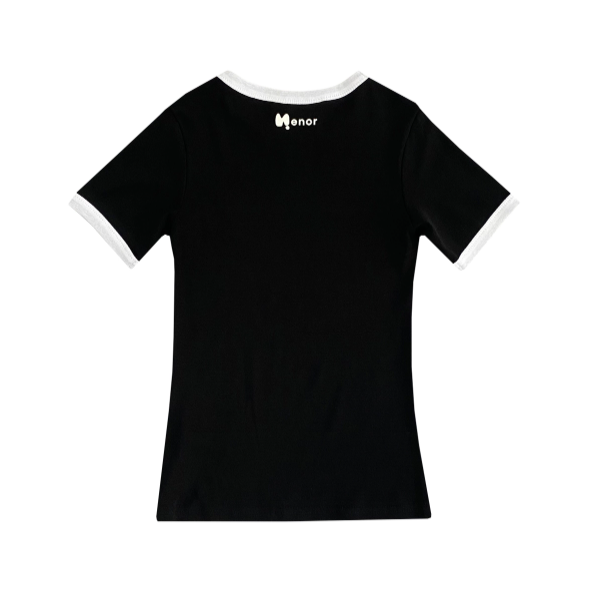 [޳ǿ]LOGO NEEDLEPOINT RINGER T-SHIRT_BLACK